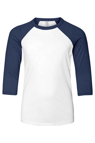 BELLA + CANVAS Youth Three-Quarter Sleeve Baseball Tee