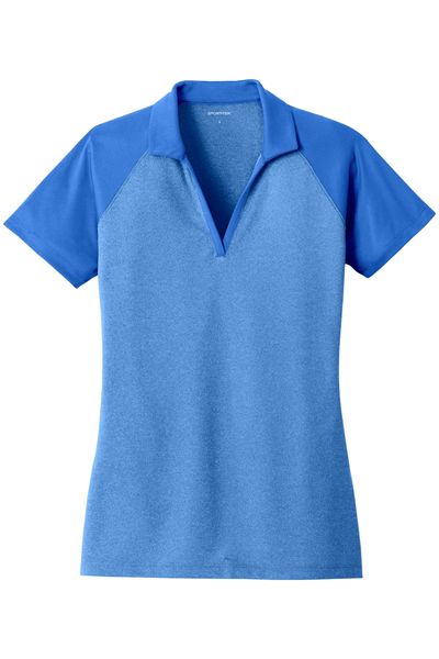Sport-Tek Ladies PosiCharge RacerMesh Raglan Heather Block Polo