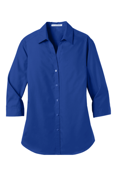 Port Authority Ladies 3/4-Sleeve Carefree Poplin Shirt