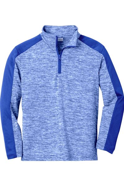 Youth Sport-Tek PosiCharge Electric Heather Colorblock 1/4-Zip Pullover