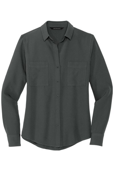 MERCER+METTLE Women's Stretch Crepe Long Sleeve Camp