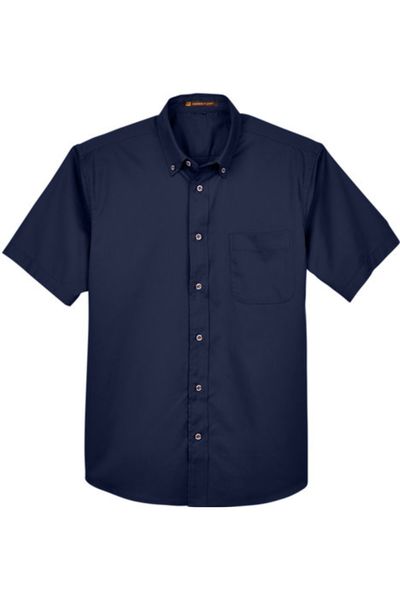 Harriton Men's Easy Blend Short-Sleeve Twill Shirt with Stain-Release