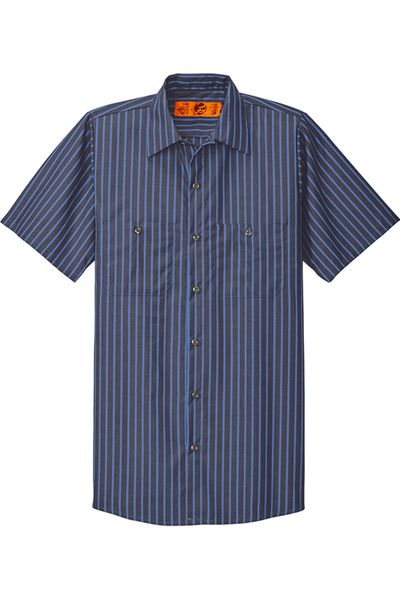 Red Kap Short Sleeve Striped Industrial Work Shirt