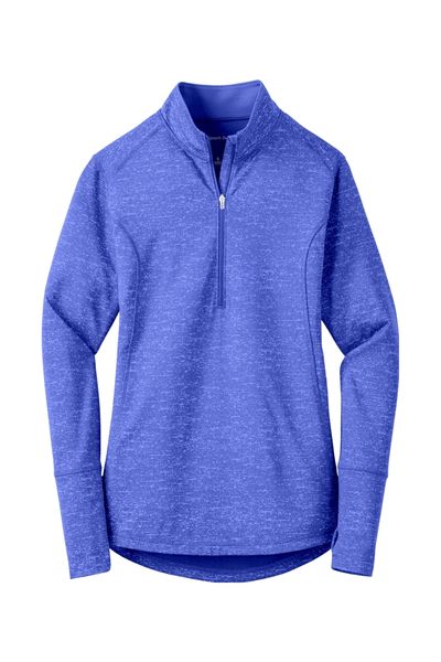 Sport-Tek Ladies Sport-Wick Stretch Reflective Heather 1/2-Zip Pullover