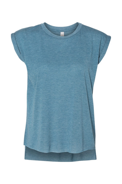 BELLA + CANVAS Women’s Flowy Rolled Cuffs Muscle Tee