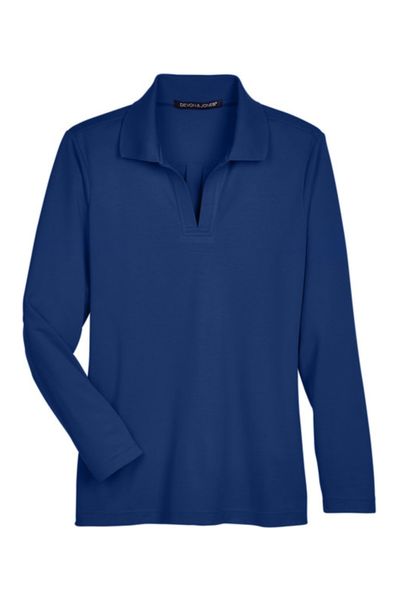 Devon & Jones CrownLux Performance Ladies' Plaited Long Sleeve Polo
