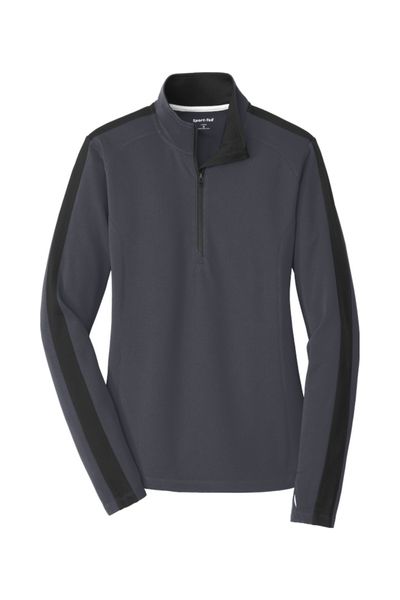 Sport-Tek Ladies Sport-Wick Textured Colorblock 1/4-Zip Pullover
