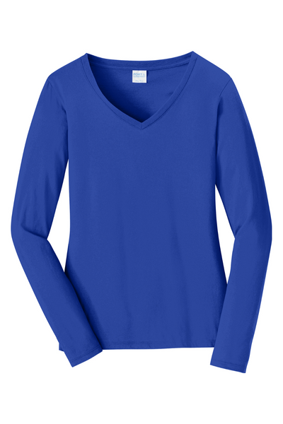 Port & Company Ladies Long Sleeve Fan Favorite V-Neck Tee