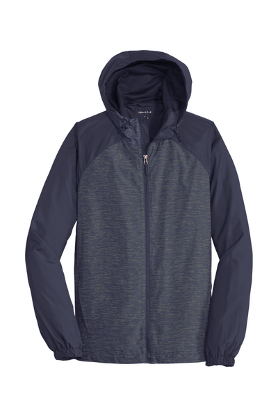 Sport-Tek Heather Colorblock Raglan Hooded Wind Jacket